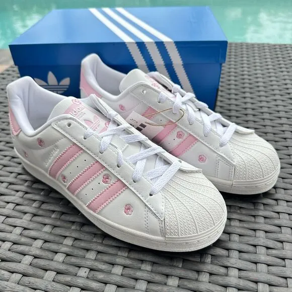 Adidas Superstar J Cloud White Pink Kid's Athletic Shoes IG7015 Size 6