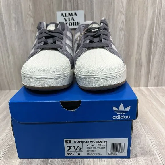 Adidas Superstar XLG Trace Gray Shoes Sneakers IG2125 Woman’s Sz 7.5