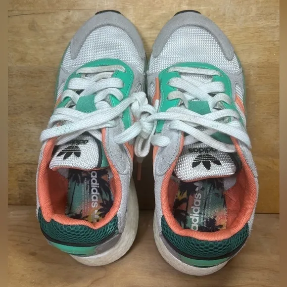 Adidas Tresc Run Suede Womens Size 6 (5Y) Athletic Shoes Sneakers Orange Green
