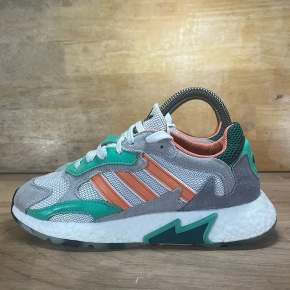 Adidas Tresc Run Suede Womens Size 6 (5Y) Athletic Shoes Sneakers Orange Green