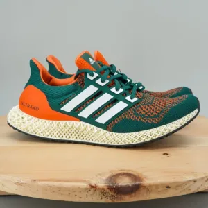 adidas Ultra 4D Mens Size 10 Shoes 'Miami Hurricanes' Green Orange Sneakers NEW