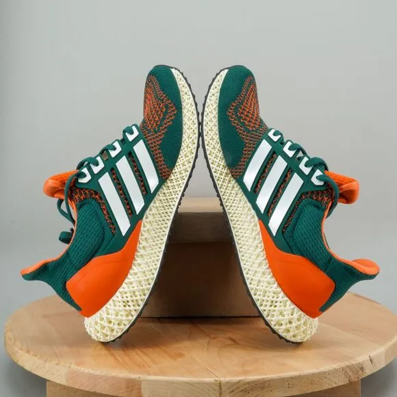 adidas Ultra 4D Mens Size 10 Shoes 'Miami Hurricanes' Green Orange Sneakers NEW
