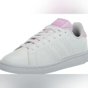 adidas women Advantage Shoes Size 10 White Lace Pink Tennis Sneaker Cloudfoam