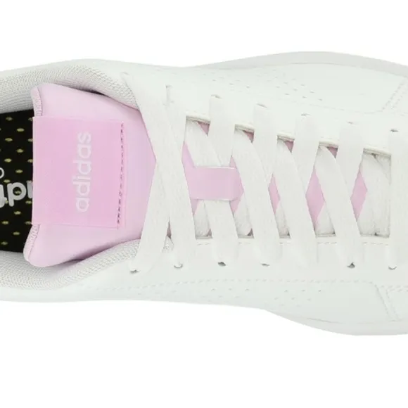 adidas women Advantage Shoes Size 10 White Lace Pink Tennis Sneaker Cloudfoam