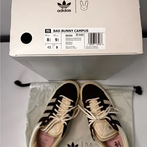 Adidas x Bad Bunny Brown and Cream Sneakers Women 9.5, Men 8.5