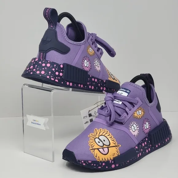 Adidas  x Kevin Lyons NMD_R1 J Sneakers Shoes Youth Size 5.5 Purple GX5722 New