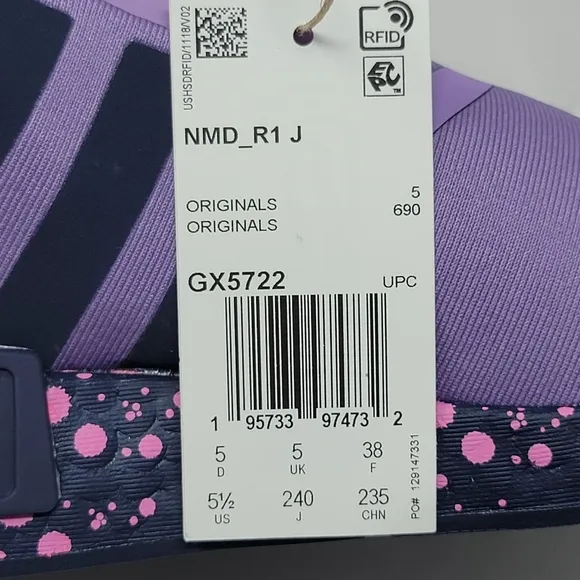 Adidas  x Kevin Lyons NMD_R1 J Sneakers Shoes Youth Size 5.5 Purple GX5722 New
