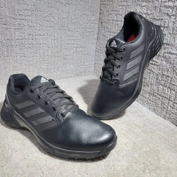 Adidas ZG21 Men's Size 7 US Black Leather Lace Up Low Top Golf Shoes FW5544