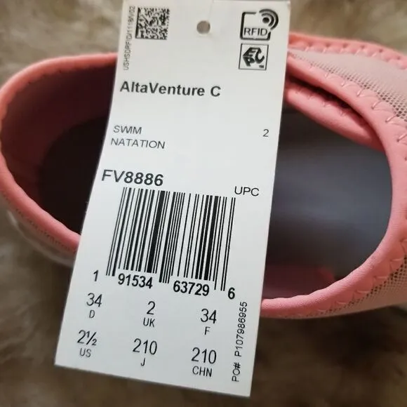 ADIDAS AltaVenture C Girls Swim Sandals Light Pink/Coral Size 2.5