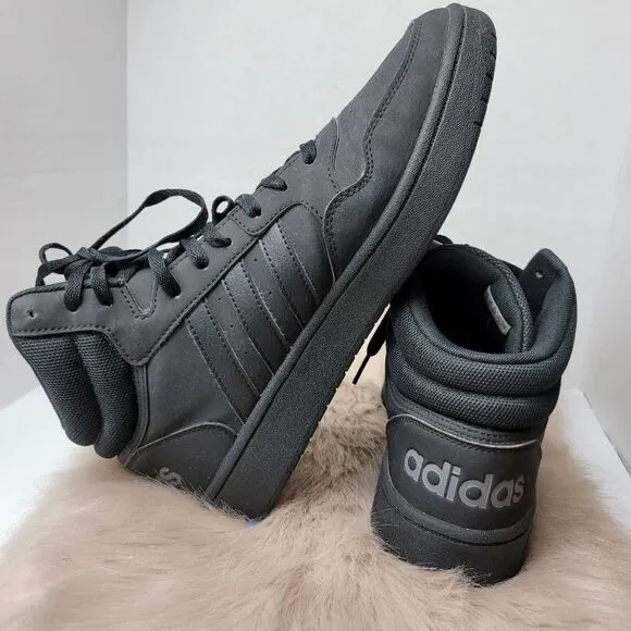 adidas Hoops 3.0 Black Men's Mid Cut Basketball Inspired Shoes Sneakers  10