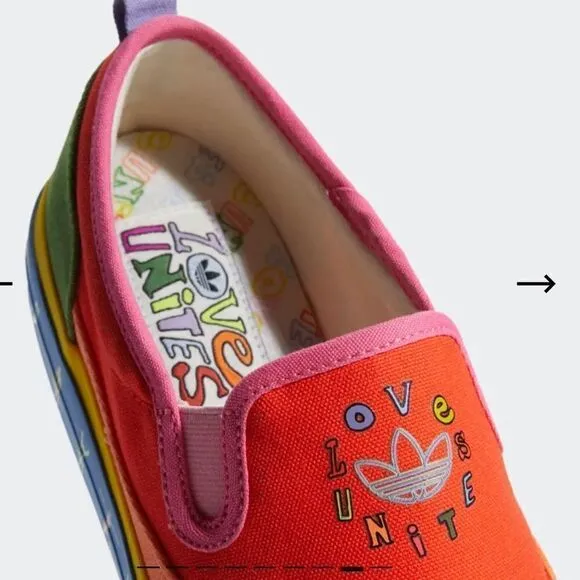 Adidas Nizza “Love Unites” Pride Slip ons sz 11