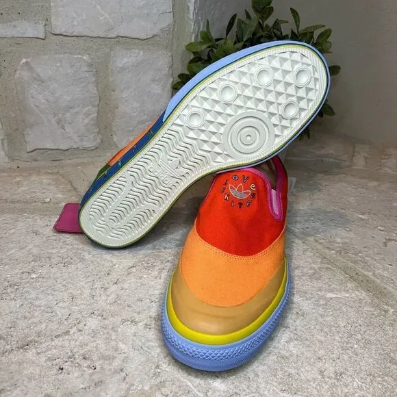 Adidas Nizza “Love Unites” Pride Slip ons sz 11