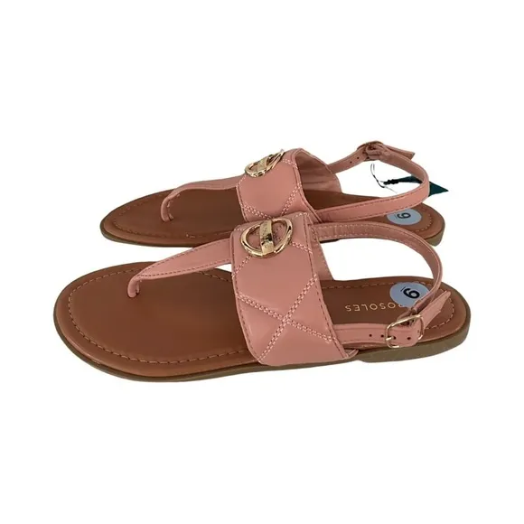 Aerosoles T-Strap Quilted Vamp Blush Pink Sandals with Pillow Soft Insole