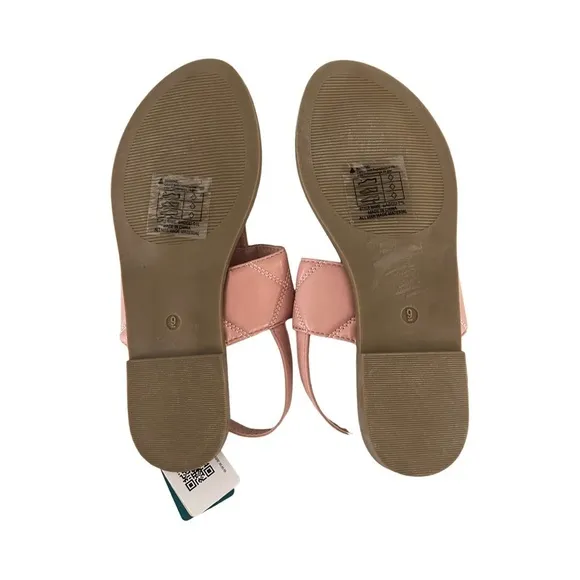 Aerosoles T-Strap Quilted Vamp Blush Pink Sandals with Pillow Soft Insole