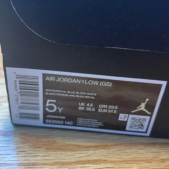 Air Jordan 1 Low (GS) Alternate Royal Toe Big Boys Shoes Size 5Y