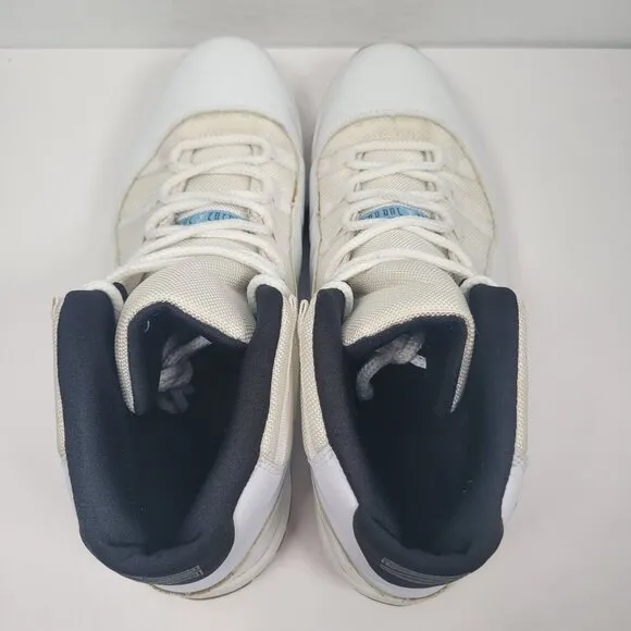 Air Jordan 11 Retro 2005 Mens White Columbia Blue Sneakers 136046-142 US Size 14