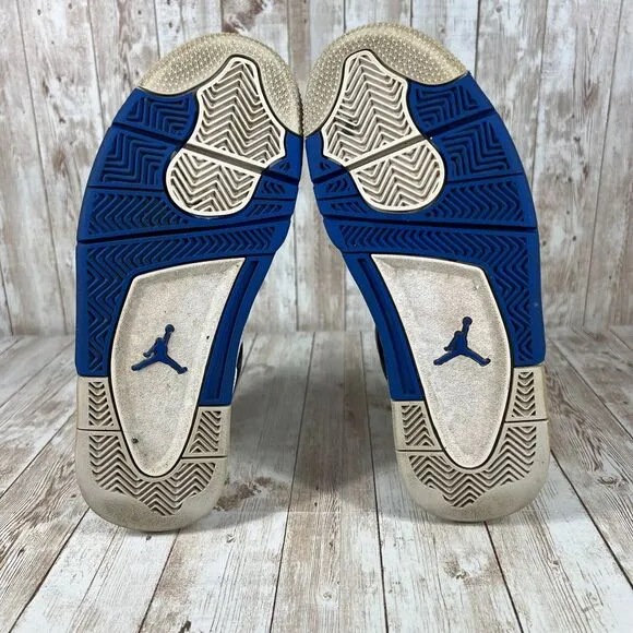 Air Jordan 4 Retro Motorsport Kids Sneakers White Blue Black Size‎ 6.5Y