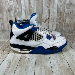 Air Jordan 4 Retro Motorsport Kids Sneakers White Blue Black Size‎ 6.5Y