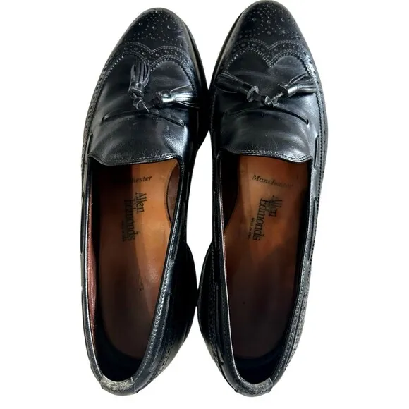 Alan Edmond Manchester Men's Black Leather Wing Tip  Dress Shoes USA  9.5C