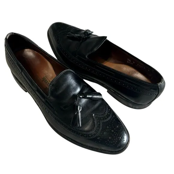 Alan Edmond Manchester Men's Black Leather Wing Tip  Dress Shoes USA  9.5C