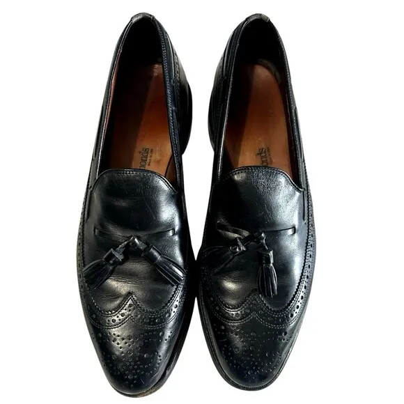 Alan Edmond Manchester Men's Black Leather Wing Tip  Dress Shoes USA  9.5C