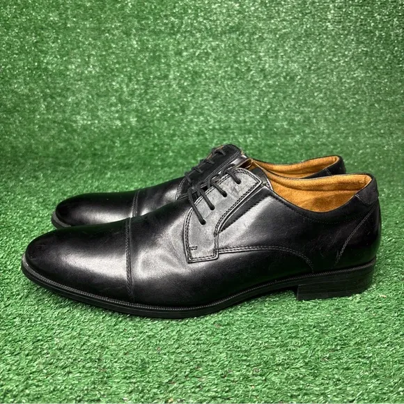 Aldo Black Leather Lace Up Almond Cap Toe Dress Shoes Mens Size 12 - Excellent