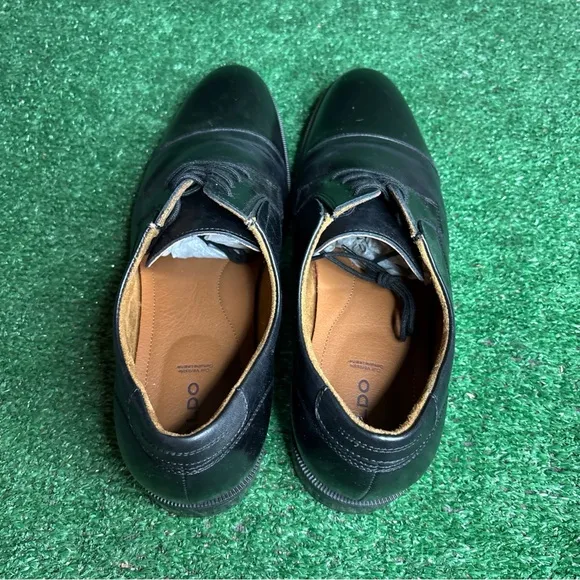 Aldo Black Leather Lace Up Almond Cap Toe Dress Shoes Mens Size 12 - Excellent