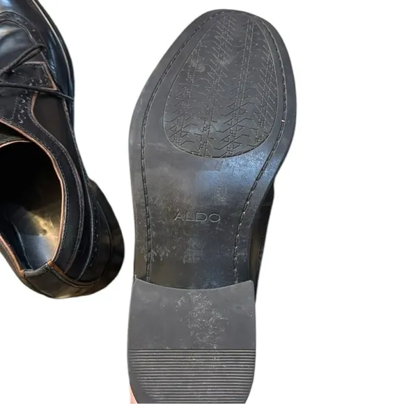 Aldo Black Leather Wingtip Dress Shoes