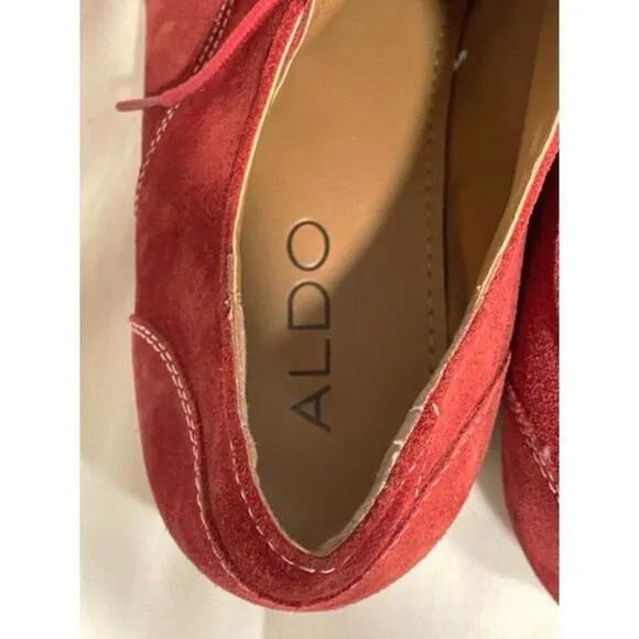 Aldo Men's Sz 10.5 Red Suede Lace-up Oxford Valentine's Day Shoe