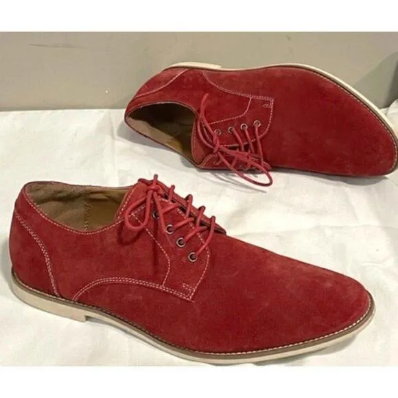 Aldo Men's Sz 10.5 Red Suede Lace-up Oxford Valentine's Day Shoe