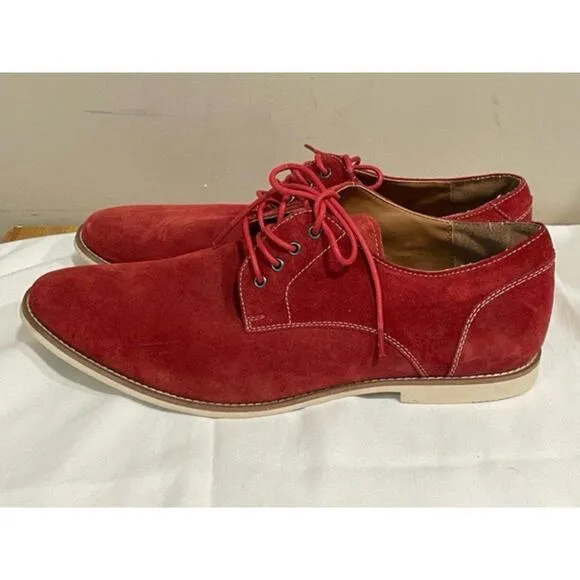Aldo Men's Sz 10.5 Red Suede Lace-up Oxford Valentine's Day Shoe