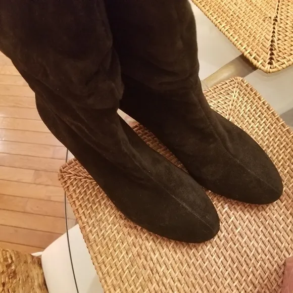 Alex Marie Black Leather Suede Boots
