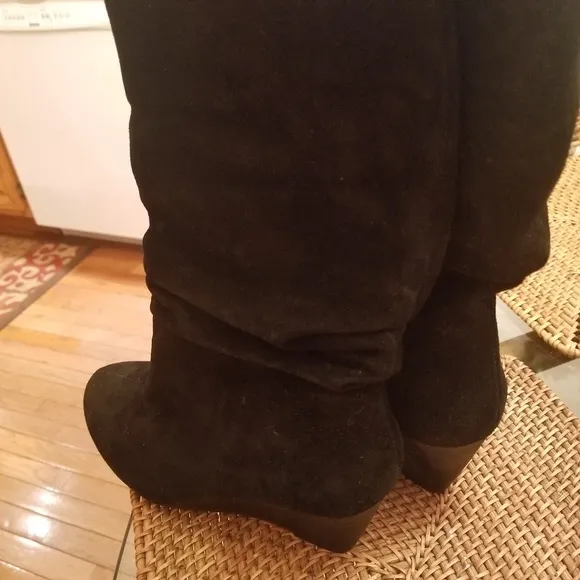 Alex Marie Black Leather Suede Boots