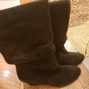 Alex Marie Black Leather Suede Boots
