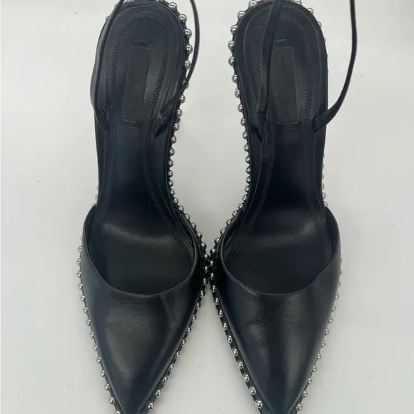 Alexander Wang Rona Studded Slingback Pump- Black Leather