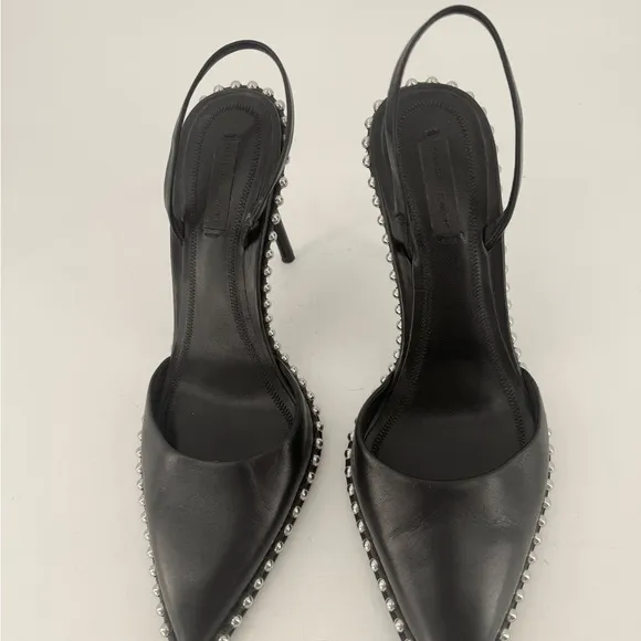 Alexander Wang Rona Studded Slingback Pump- Black Leather