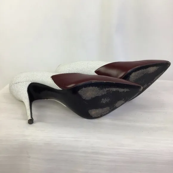ALEXANDER WANG WOMEN CLASSIC STUNNING 2 TONE CREAM BURGUNDY LEATHER PUMPS SZ 8
