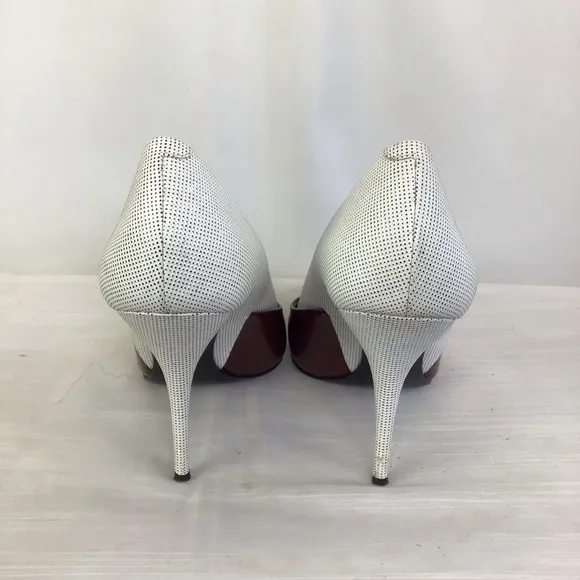 ALEXANDER WANG WOMEN CLASSIC STUNNING 2 TONE CREAM BURGUNDY LEATHER PUMPS SZ 8