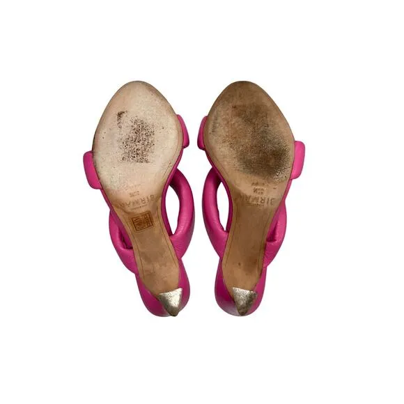 Alexandre Birman Hot Pink Lilla Leather Slide Sandal Size US 8.5 IT 38.5