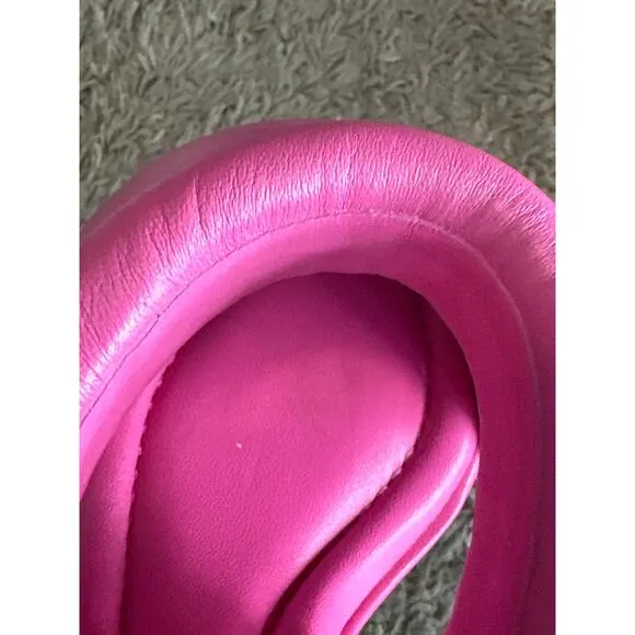 Alexandre Birman Hot Pink Lilla Leather Slide Sandal Size US 8.5 IT 38.5
