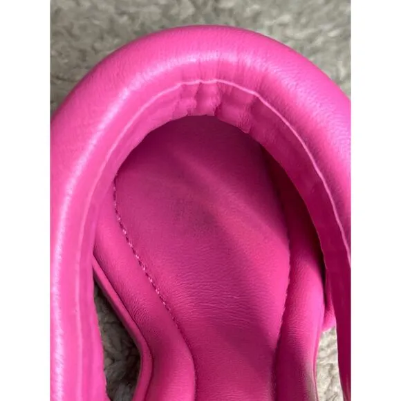 Alexandre Birman Hot Pink Lilla Leather Slide Sandal Size US 8.5 IT 38.5