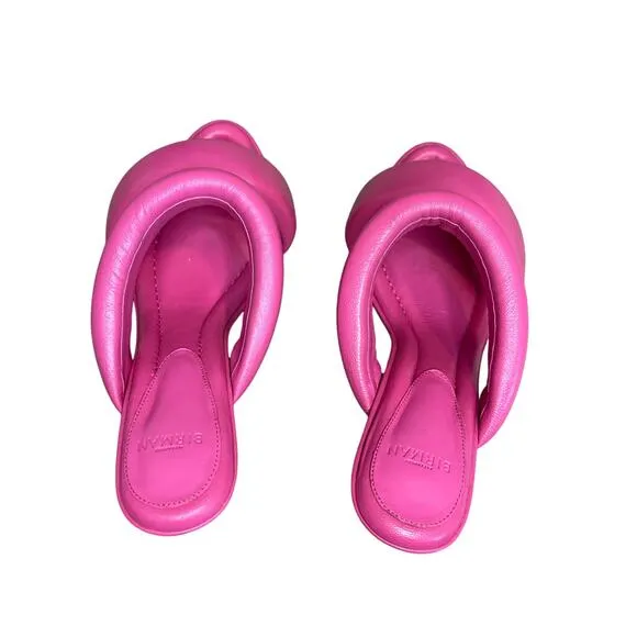 Alexandre Birman Hot Pink Lilla Leather Slide Sandal Size US 8.5 IT 38.5