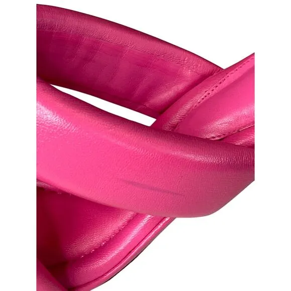 Alexandre Birman Hot Pink Lilla Leather Slide Sandal Size US 8.5 IT 38.5