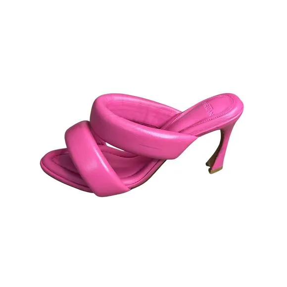 Alexandre Birman Hot Pink Lilla Leather Slide Sandal Size US 8.5 IT 38.5