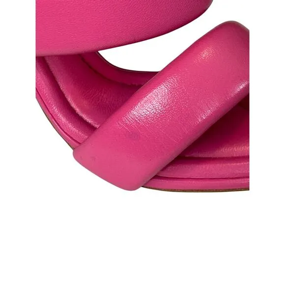 Alexandre Birman Hot Pink Lilla Leather Slide Sandal Size US 8.5 IT 38.5