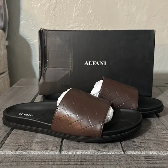 Alfani Men's Atlas Slide Sandal, - Brown size 11M size 12M