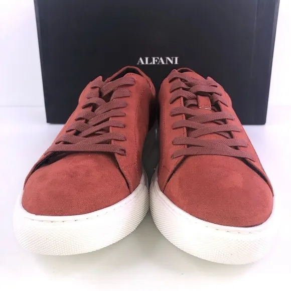 ALFANI Men's Grayson Suede Lace-Up Sneakers Rust New Shoes