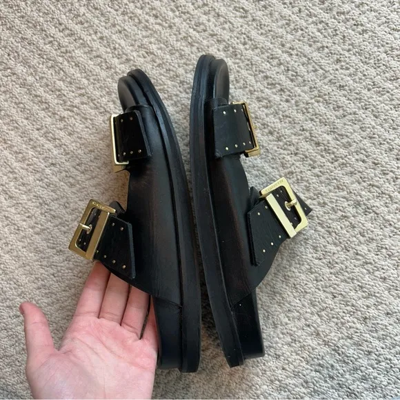 All Saints Magda Two-Strap Stud Sandal Size 38
