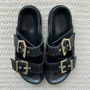 All Saints Magda Two-Strap Stud Sandal Size 38