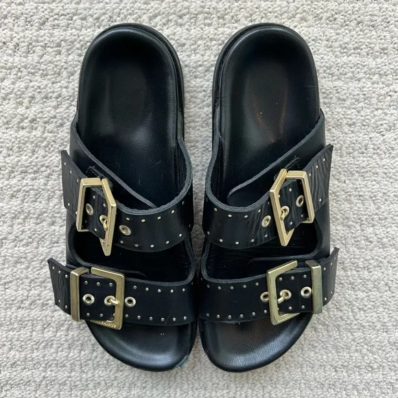 All Saints Magda Two-Strap Stud Sandal Size 38